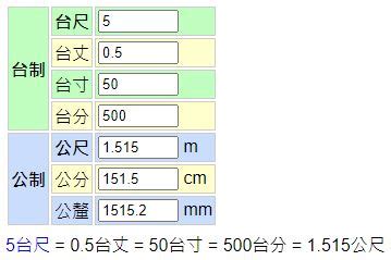 台尺換算